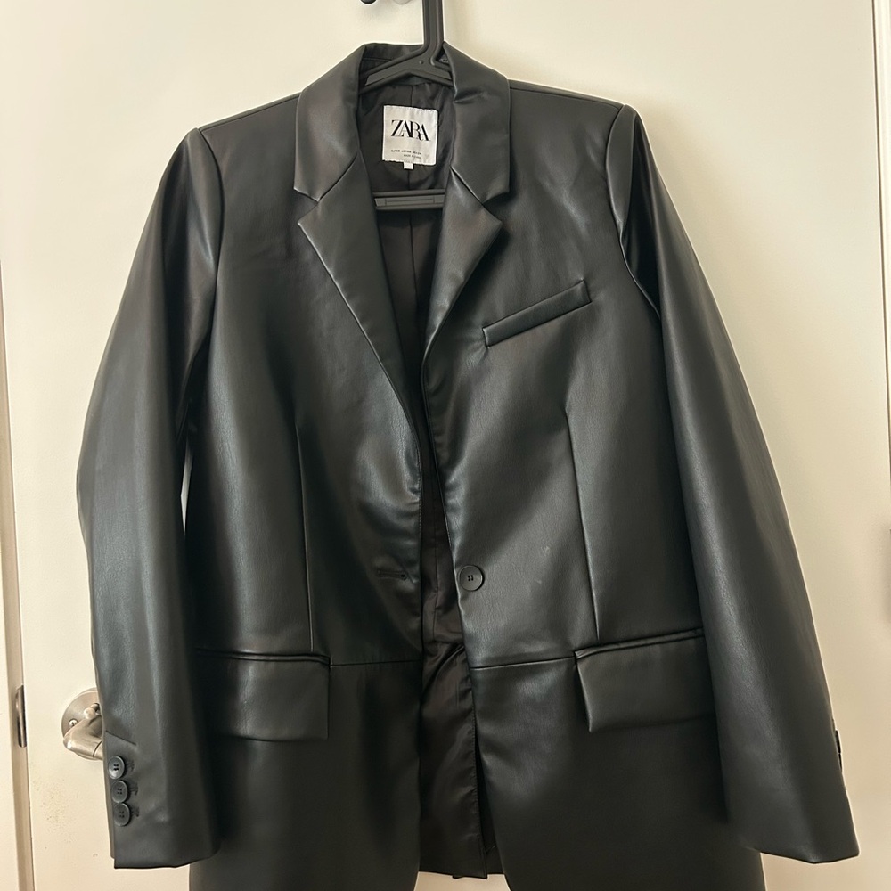 Zara Black Faux Leather Jacket